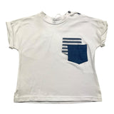 Barcellino T-Shirt Mezza Manica Tinta Unita Cn Taschini Bianco Per Neonato