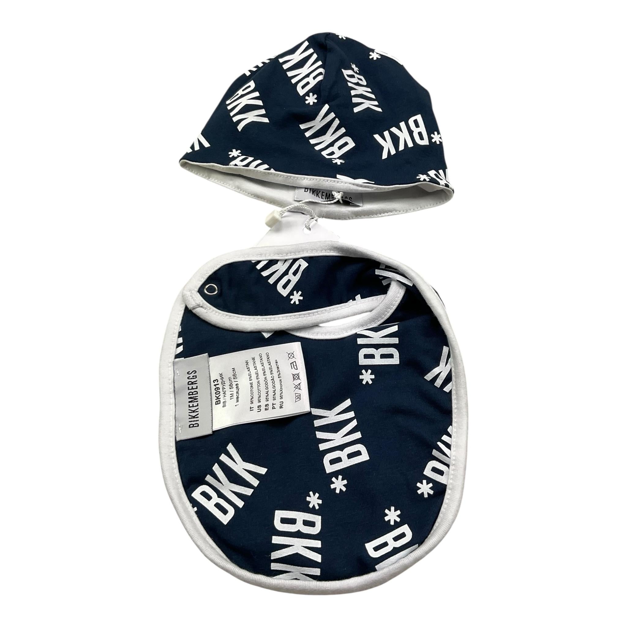 Bikkembergs Set Cappello Bavetta Tinta Unita per Neonato BK0911 BLU BiKKEMBERGS 