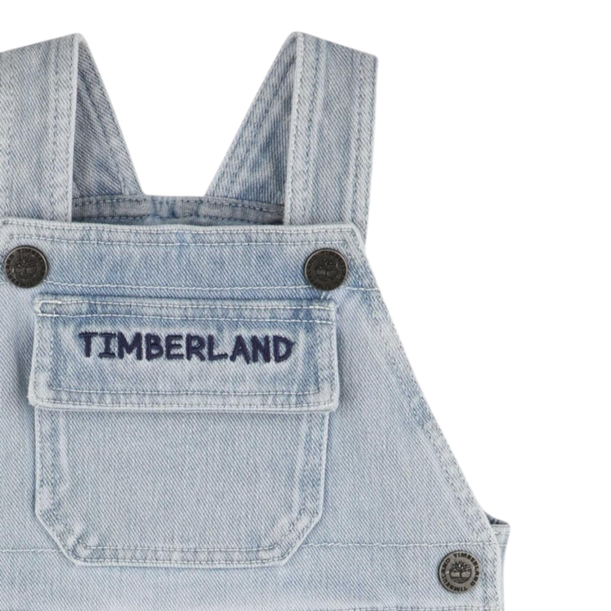 Timberland Salopette In Denim Tinta Unita per Neonato T60395 AZZURRO TIMBERLAND 