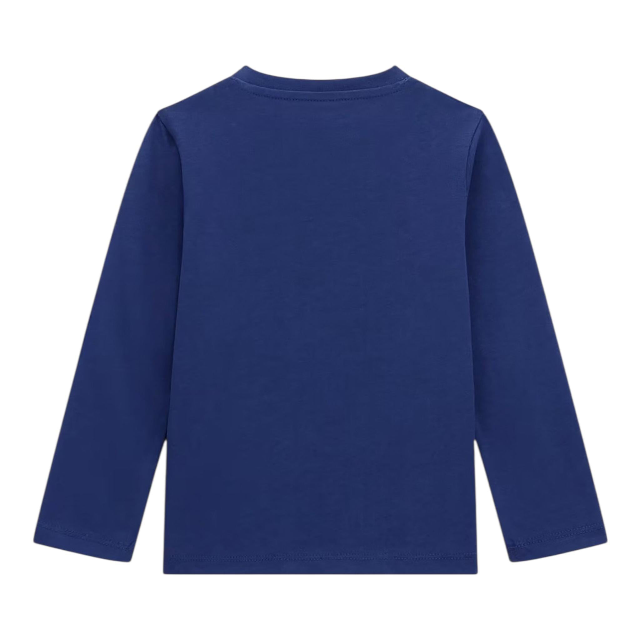 Guess Shirt Girocollo Tinta Unita con Stampa per Bambino N5RI01K8HM4J BLU GUESS 