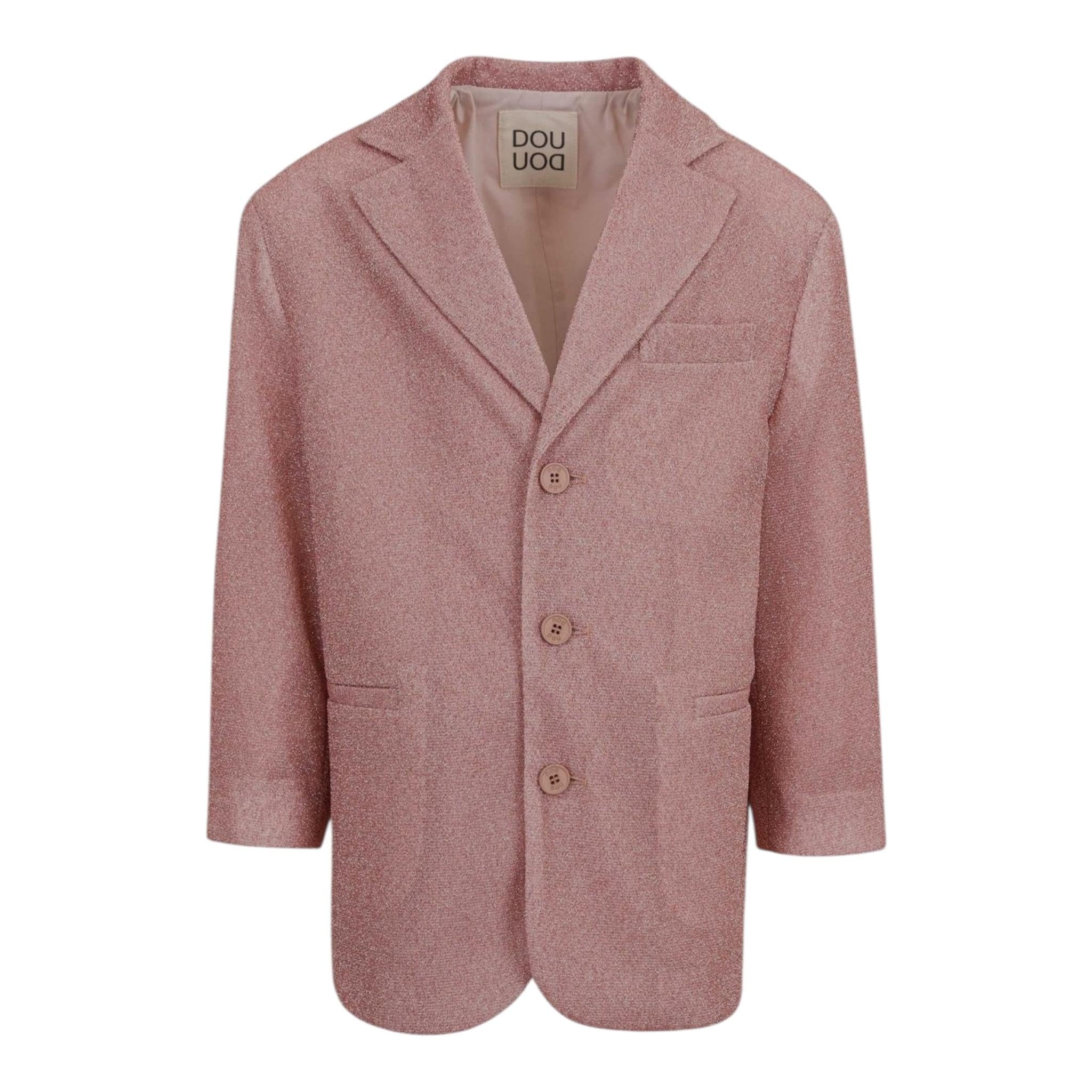 Dou Dou Giacca Tinta Unita Glitter per Bambina DW2A17 ROSA DOU DOU 