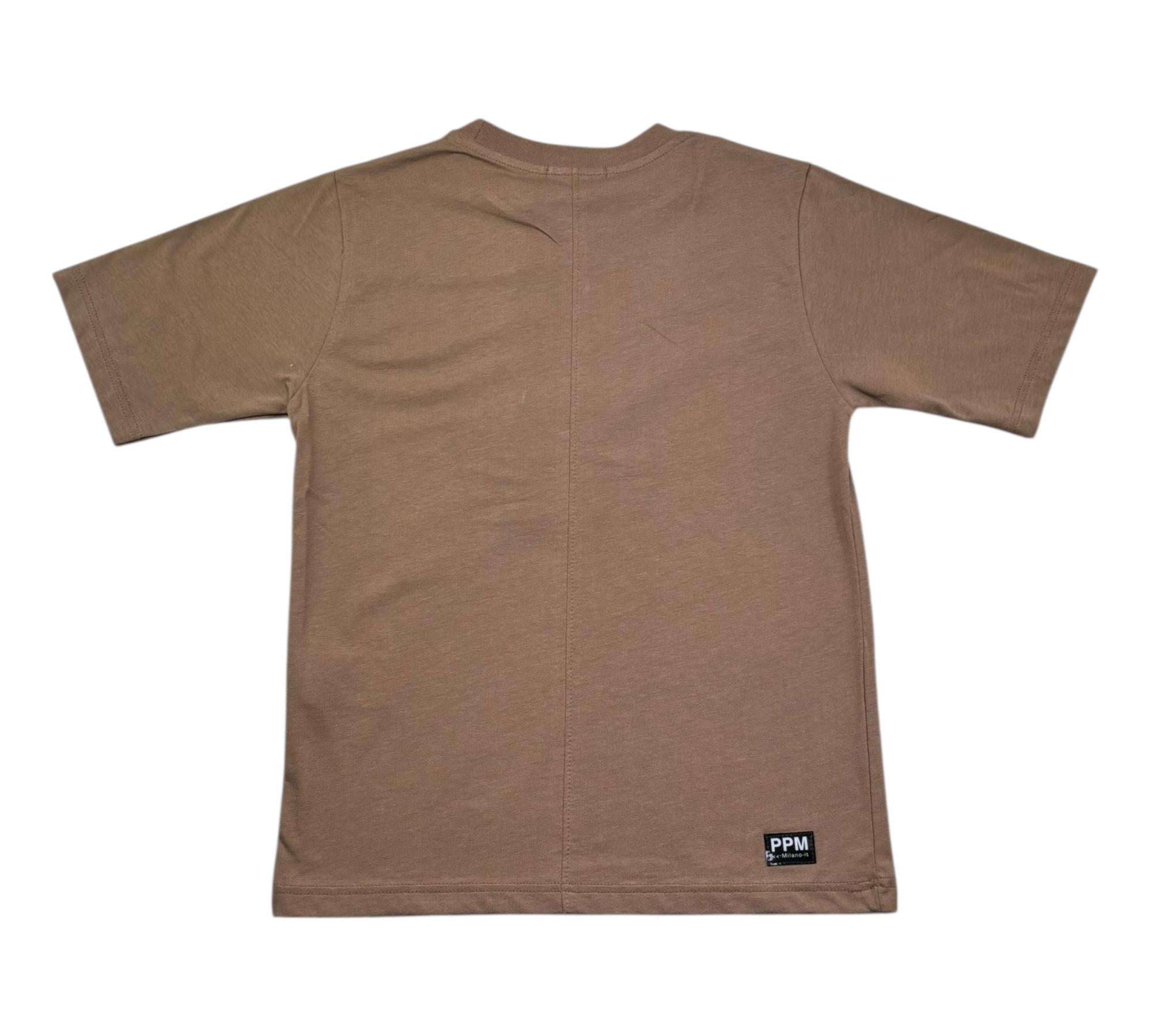 Paolo Pecora T-Shirt Girocollo Tinta Unita per Bambino PP4346 MARRONE PAOLO PECORA 