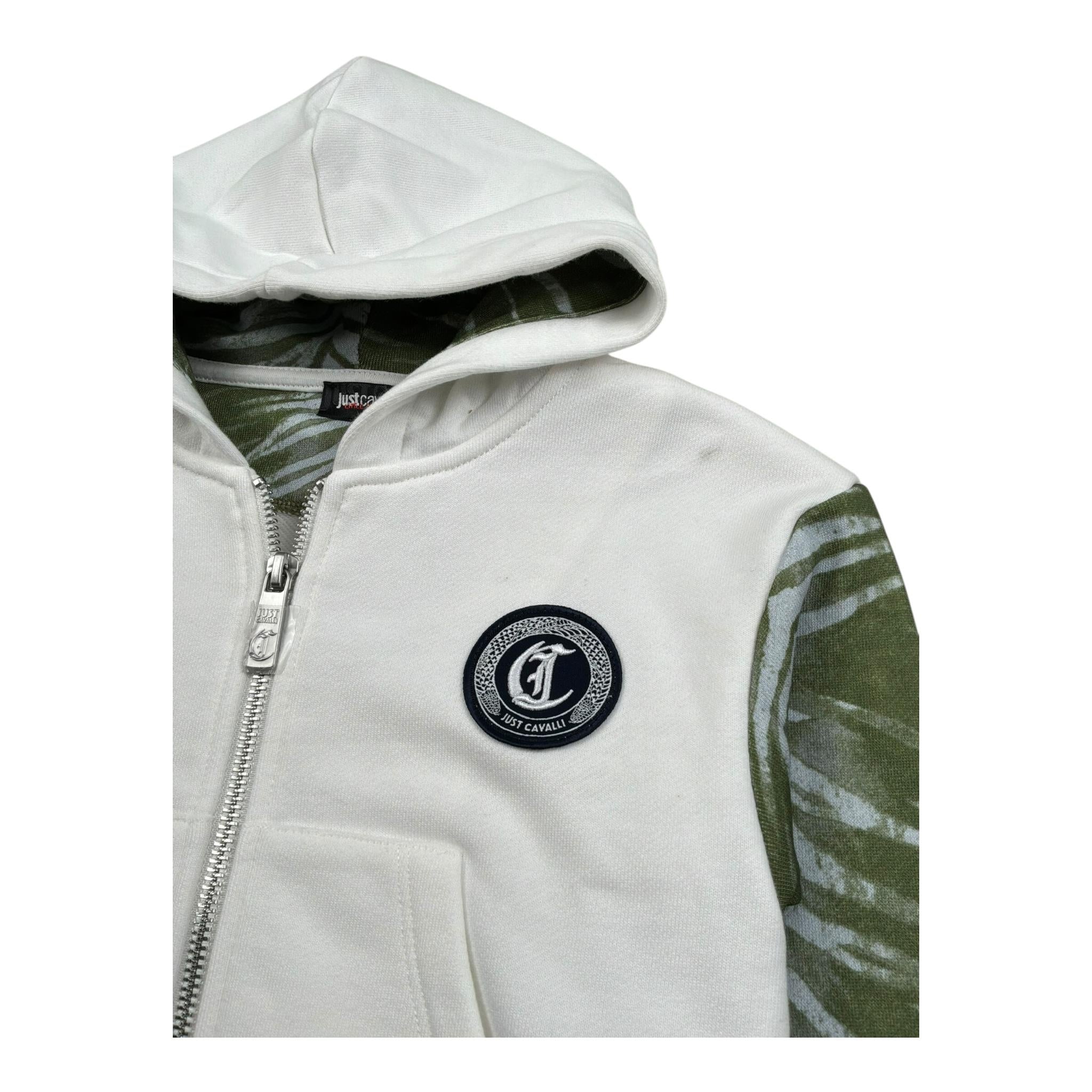 Just Cavalli Felpa con Zip E Cappuccio Tinta Unita con Maniche In Contrasto per Neonato JIP26082FE BIANCO JUST CAVALLI 