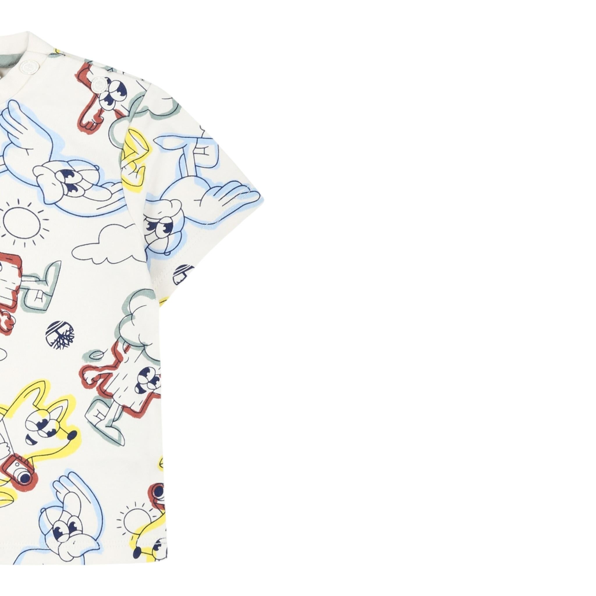 Timberland T-Shirt Girocollo Tinta Unita con Stampe per Neonato T60386 PANNA TIMBERLAND 