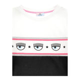 Chiara Ferragni T-Shirt Bicolore Girocollo Con Stampe Occhi Bianco/Nero Per Bambina