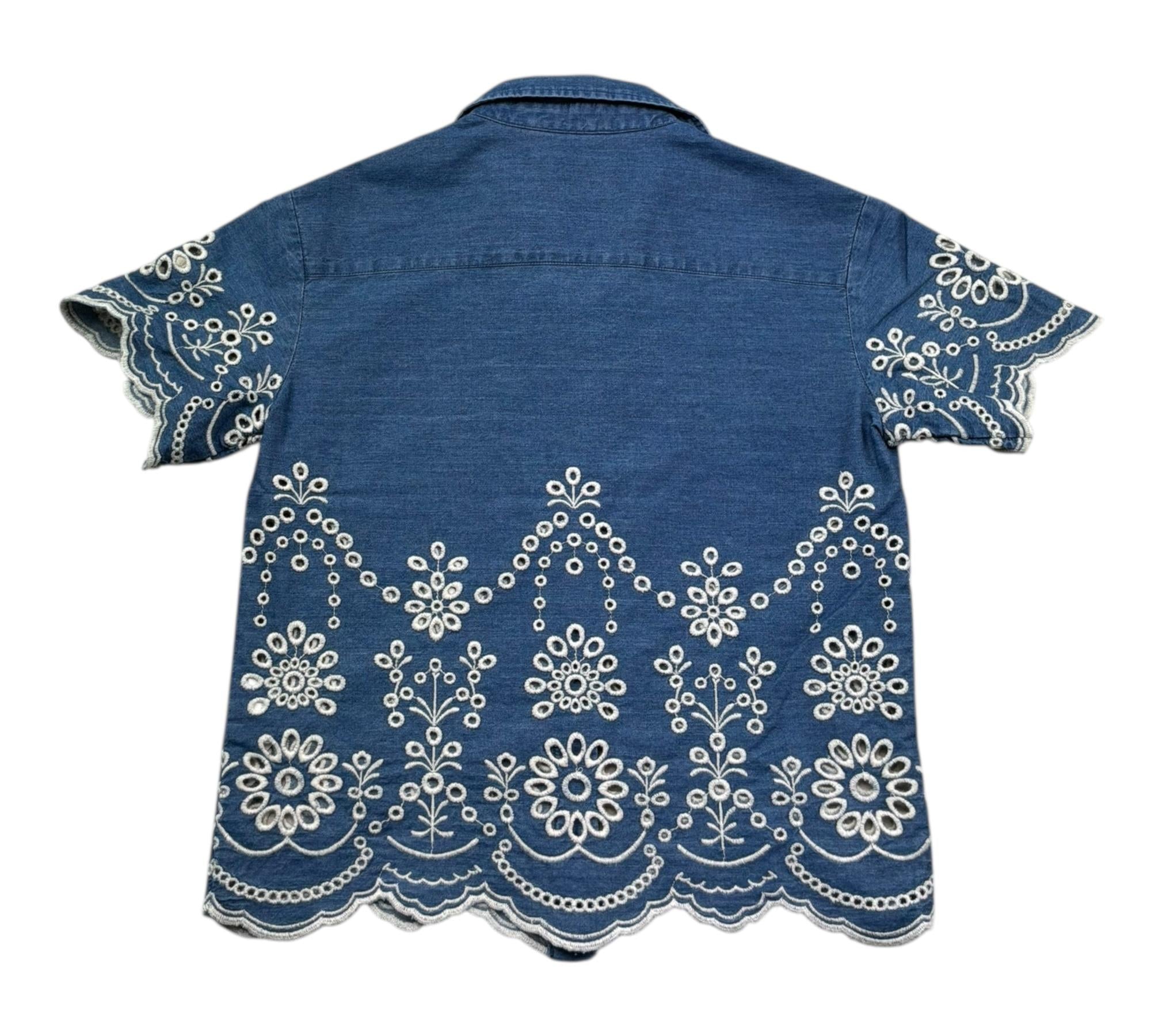 Saint Barth Camicia Mezza Manica Tinta Unita In Pizzo Sangallo per Bambina CLEMENTINE BLU SAINT BARTH 