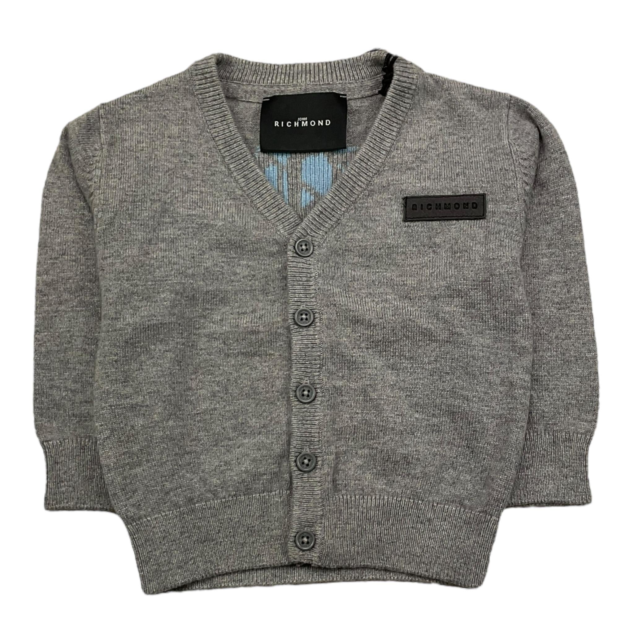 JOHN RICHMOND cardigan tinta unita con stampa in contrasto Grigio per Neonato RIA250101CD GRIGIO JOHN RICHMOND 