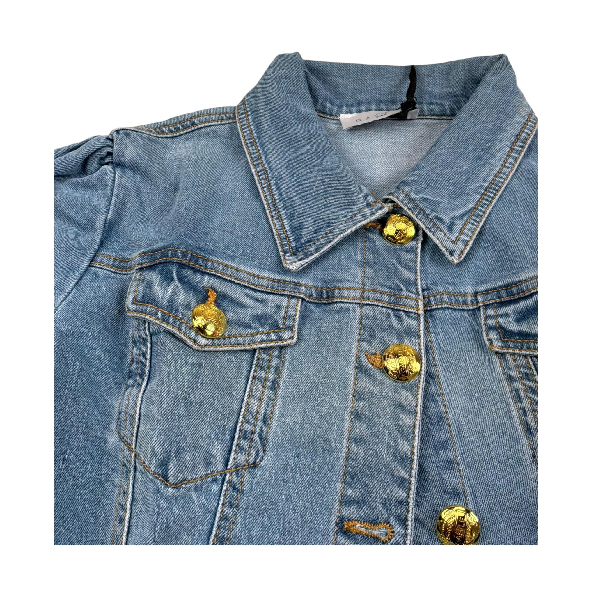 Gaelle Giubbino In Denim Tinta Unita con Bottoni In Contrasto per Bambina 27450D00019 AZZURRO GAELLE 