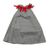 abito giromanica fantasia a righe con fiocchi in contrasto BS10WB023 BIANCO/BLU PICCOLA LUDO 