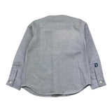 Dondup Camicia Tinta Unita Manica Lunga con Collo Coreano Azzurro per Bambino