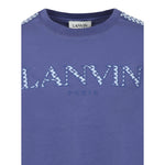 Lanvin T-Shirt Girocollo Tinta Unita con Stamp per Bambino N30129 BLU LANVIN 