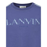 Lanvin T-Shirt Girocollo Tinta Unita con Stamp per Bambino N30129 BLU LANVIN 