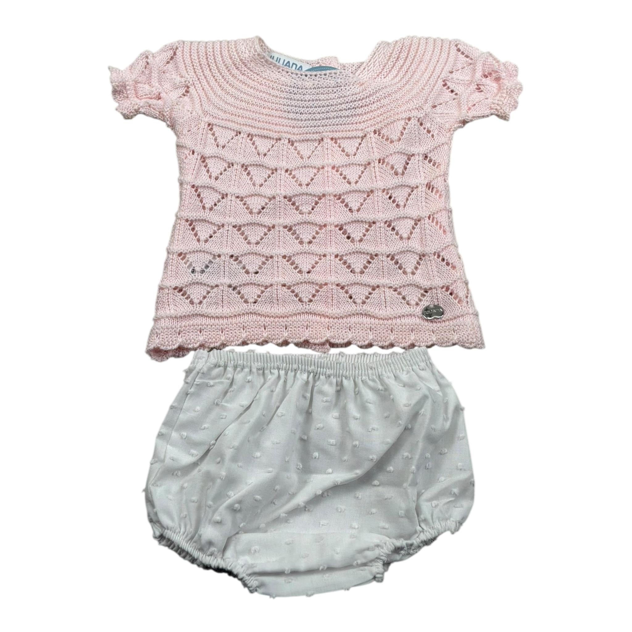 Juliana Completo 2 Pezzi T-Shirt In Maglia-Culotte per Neonata 25065 ROSA JULIANA 
