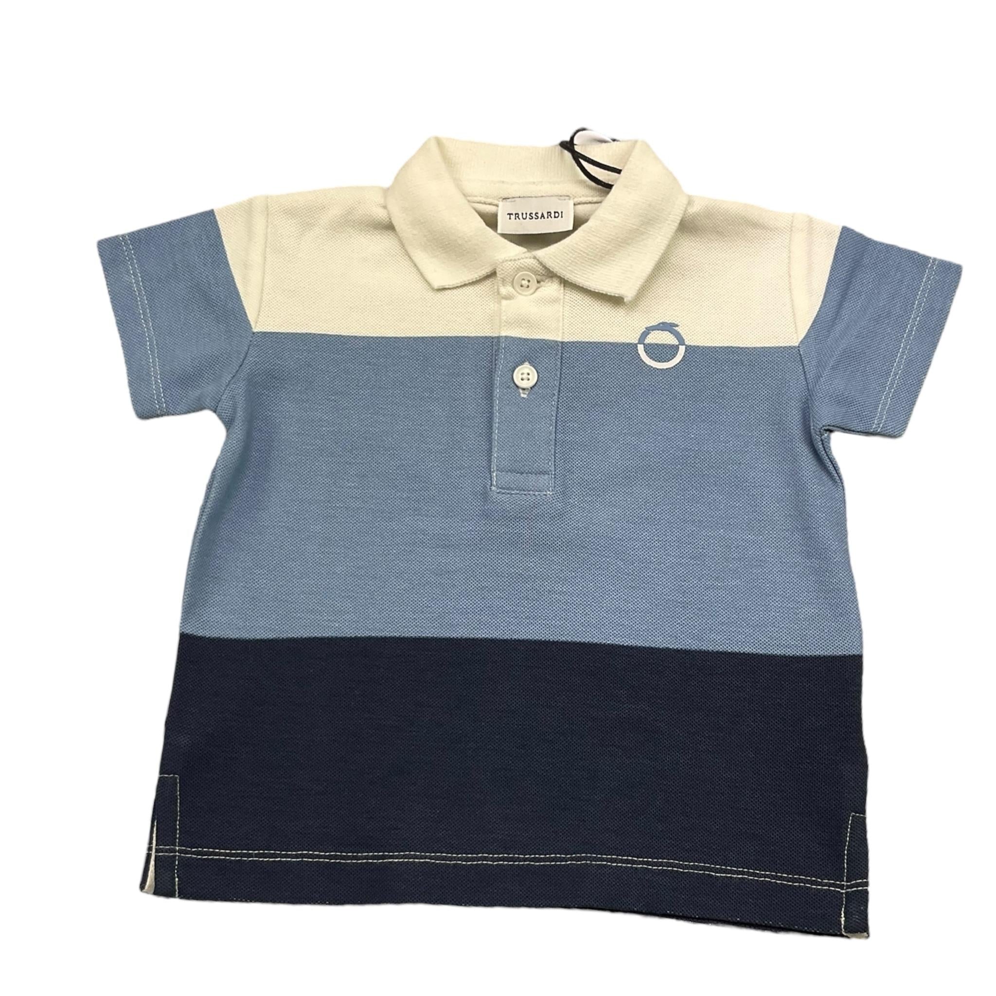 Trussardi Polo Mezza Manica Tricolore con Logo per Neonato TIP25053PO AZZURRO TRUSSARDI 