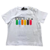 Daniele Alessandrini T-Shirt Tinta Unita Girocollo Con Stampa Bianco Per Neonato