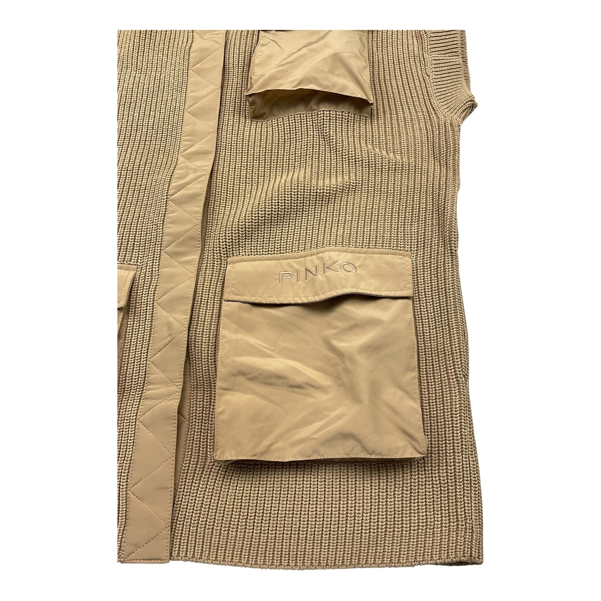 Pinko Gilet In Maglia Girocollo Tinta Unita per Bambina KFMA002X SABBIA PINKO 