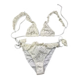 4Giveness Costume 2 Pz Triangolo-Slip Tinta Unita Traforato Bianco Per Bambina