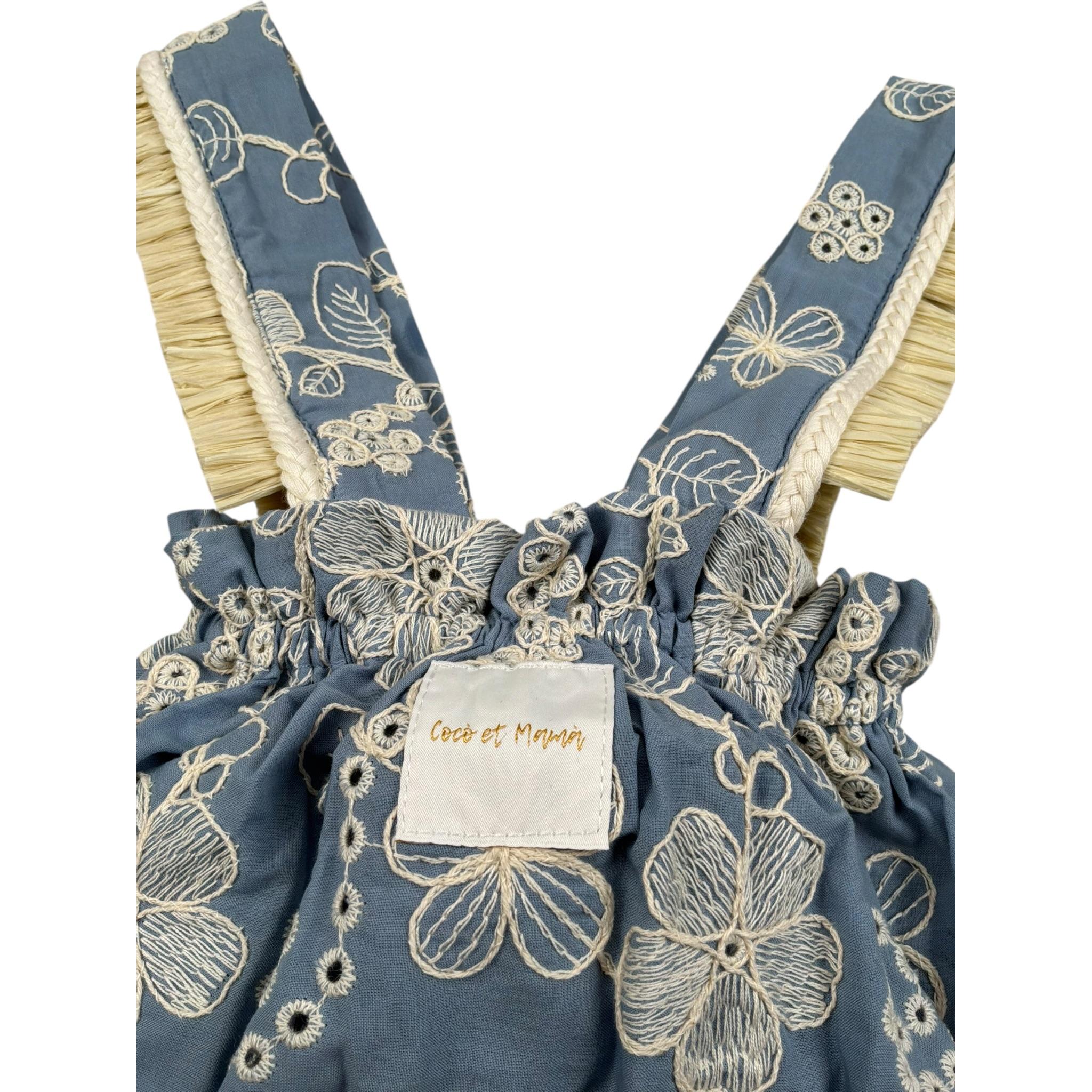 Coco' Et Mama' Salopette Tinta Unita con Ricami per Neonata MAIA AZZURRO COCO' ET MAMA' 