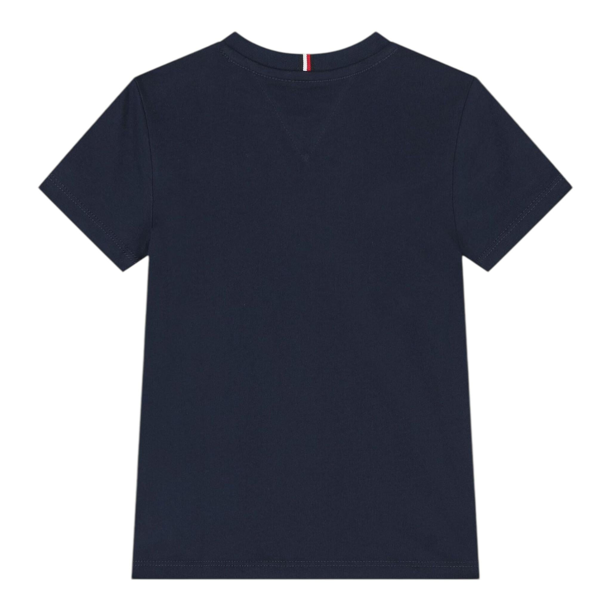 Tommy Hilfiger T-Shirt Girocollo Tinta Unita con Logo per Bambino KB0KB09538 BLU TOMMY HILFIGER 