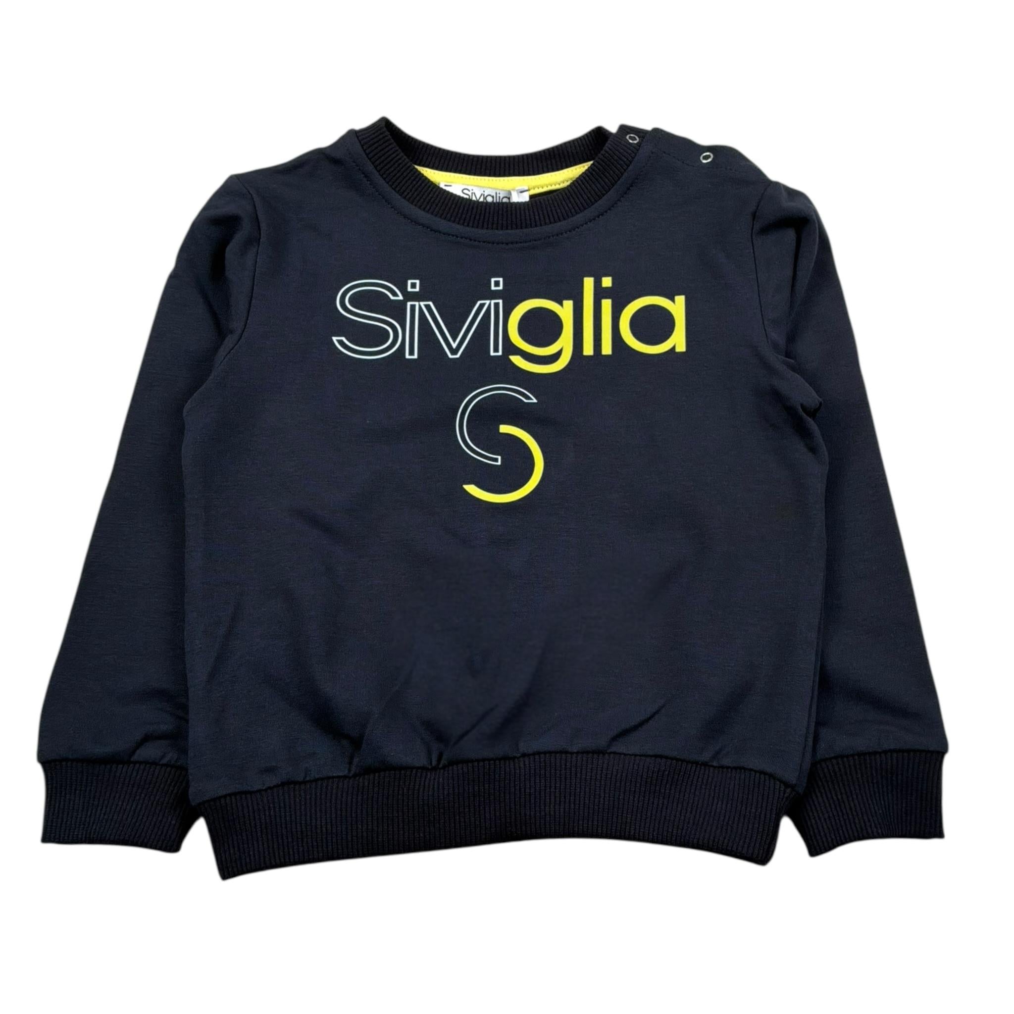 Siviglia Felpa Chiusa Girocollo Tinta Unita con Stampa per Neonato SVNST17294 BLU SIVIGLIA 