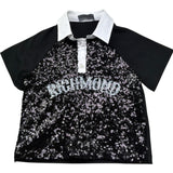 John Richmond Polo Mezza Manica Tinta Unita Paillettata per Bambina RGP26041PO NERO JOHN RICHMOND 