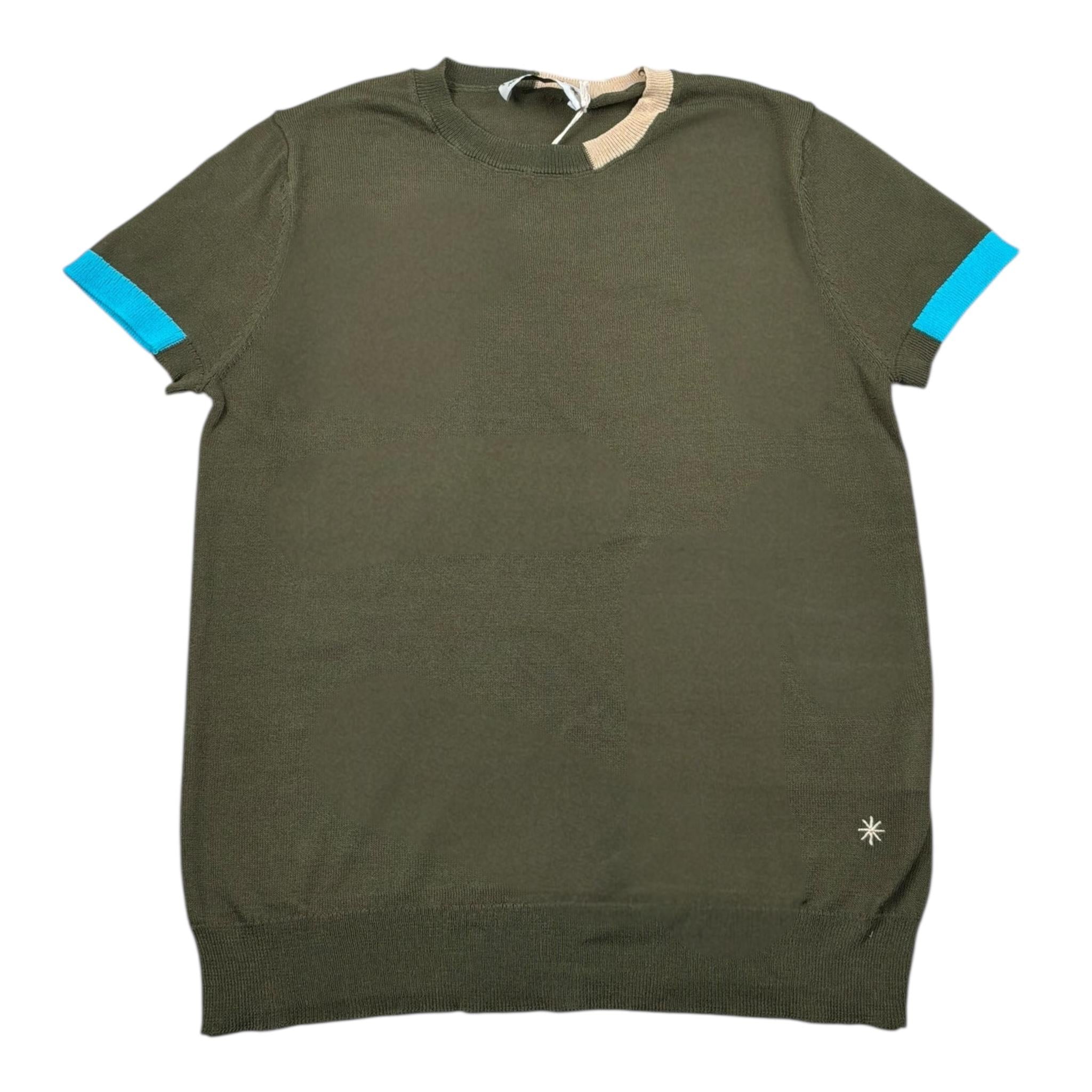 Manuel Ritz T.Shirt Girocollo Tinta Unita con Profili In Contrasto per Bambino MR2996X VERDE MANUEL RITZ 