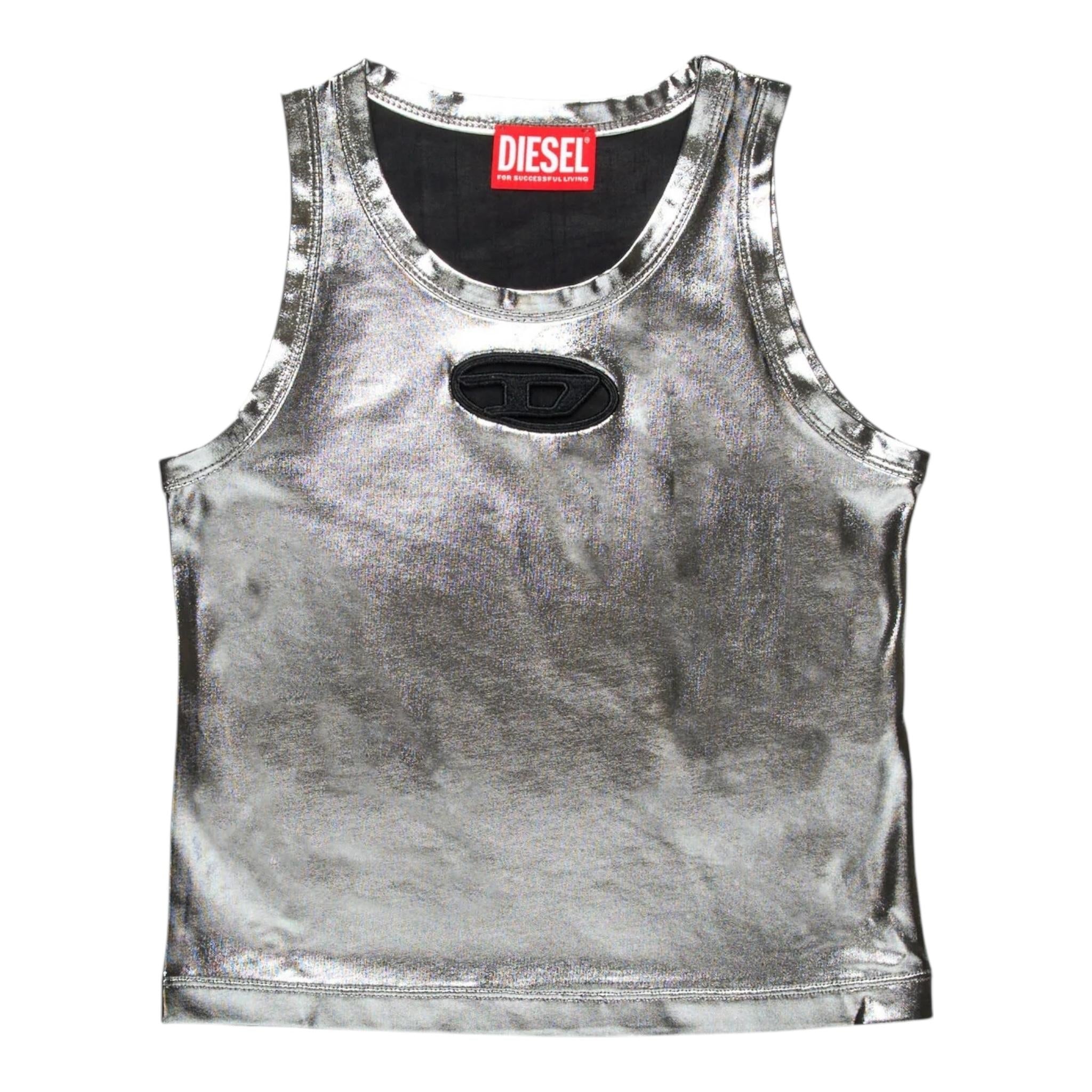 Diesel Canotta Tinta Unita con Logo per Bambina J02178 ARGENTO DIESEL 