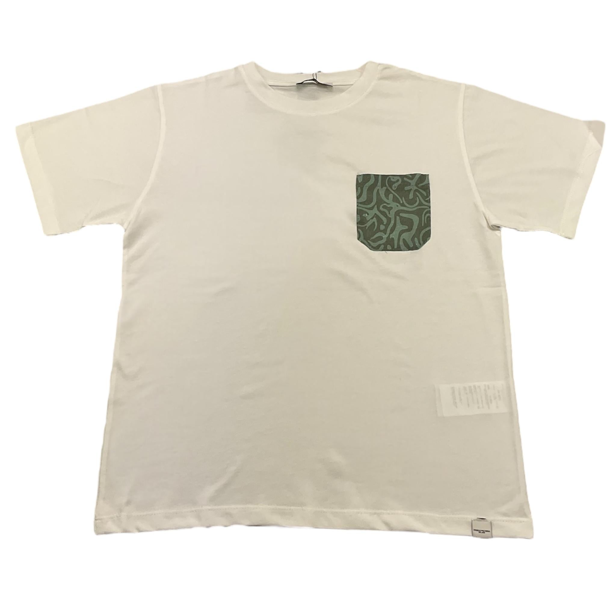 t-shirt girocollo tinta unita con taschino in contrasto PP4055 BIANCO PAOLO PECORA 