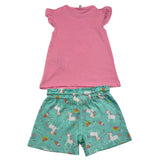 Losan Completo 2 Pezzi T-Shirt-Short Bicolore Rosa per Neonata