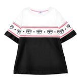 Chiara Ferragni T-Shirt Bicolore Girocollo Con Stampe Occhi Bianco/Nero Per Bambina