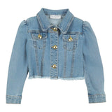 Gaelle Giubbino In Denim Tinta Unita con Bottoni In Contrasto per Bambina 27450D00019 AZZURRO GAELLE 