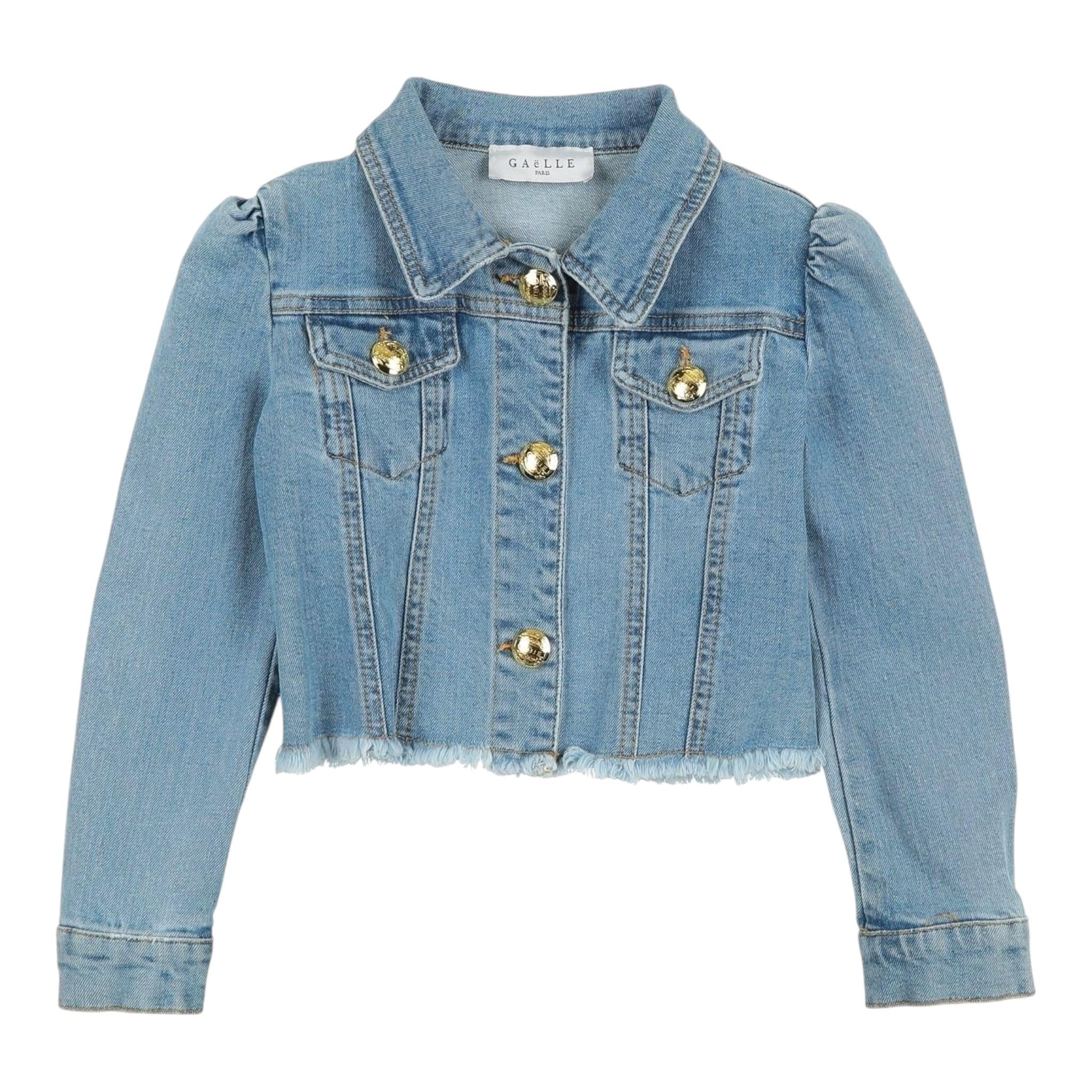Gaelle Giubbino In Denim Tinta Unita con Bottoni In Contrasto per Bambina 27450D00019 AZZURRO GAELLE 