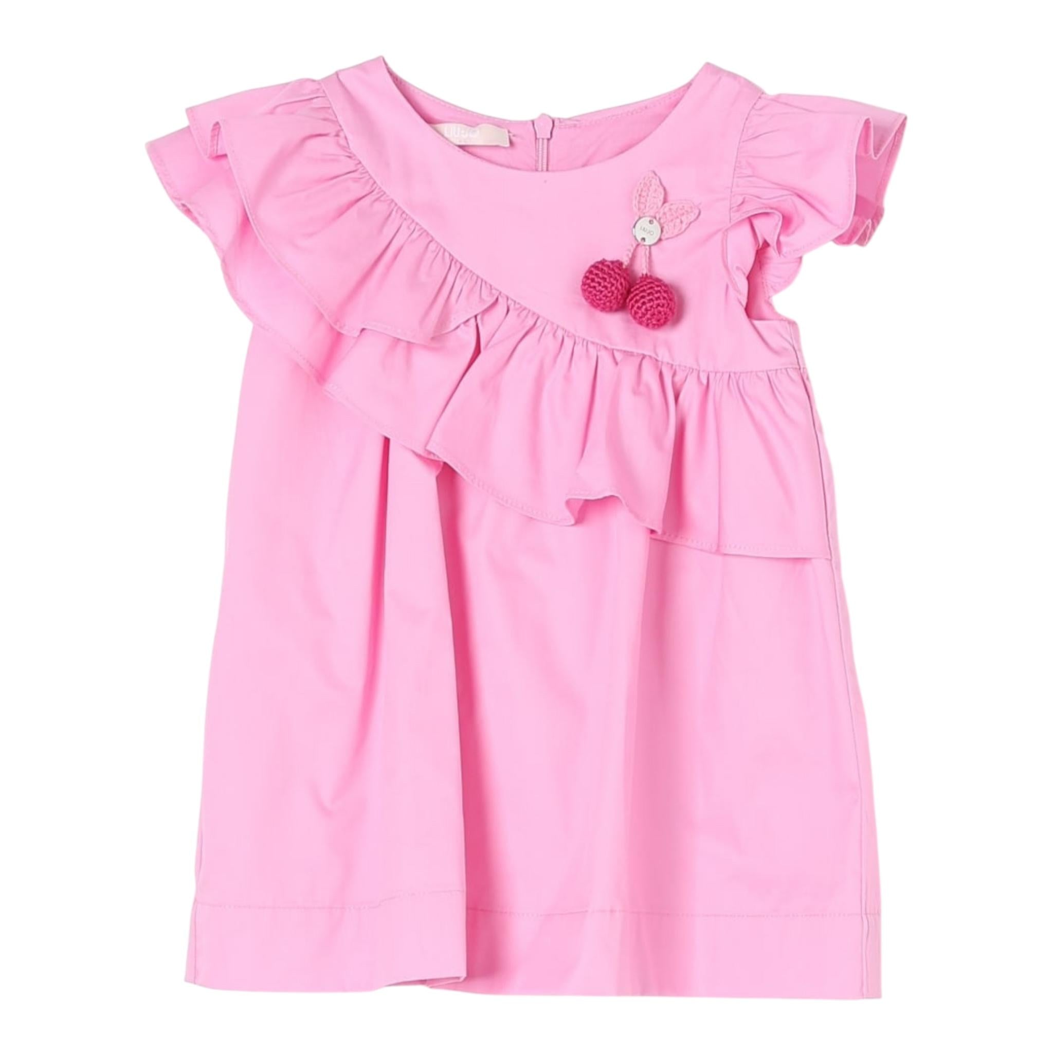 Liu Jo Abito Mezza Manica Tinta Unita con Applicazioni Ciliegie per Neonata HA5025 ROSA LIU JO 