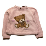 maglia girocollo tinta unita con ricamo orso 39B614X ROSA MONNALISA 