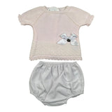 Juliana Completo 2 Pezzi T-Shirt In Maglia-Coulotte Rosa per Neonata J553 ROSA JULIANA 