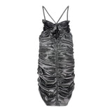 Monnalisa Abito Tinta Unita con Arriccio per Bambina 41E902 ARGENTO MONNALISA 