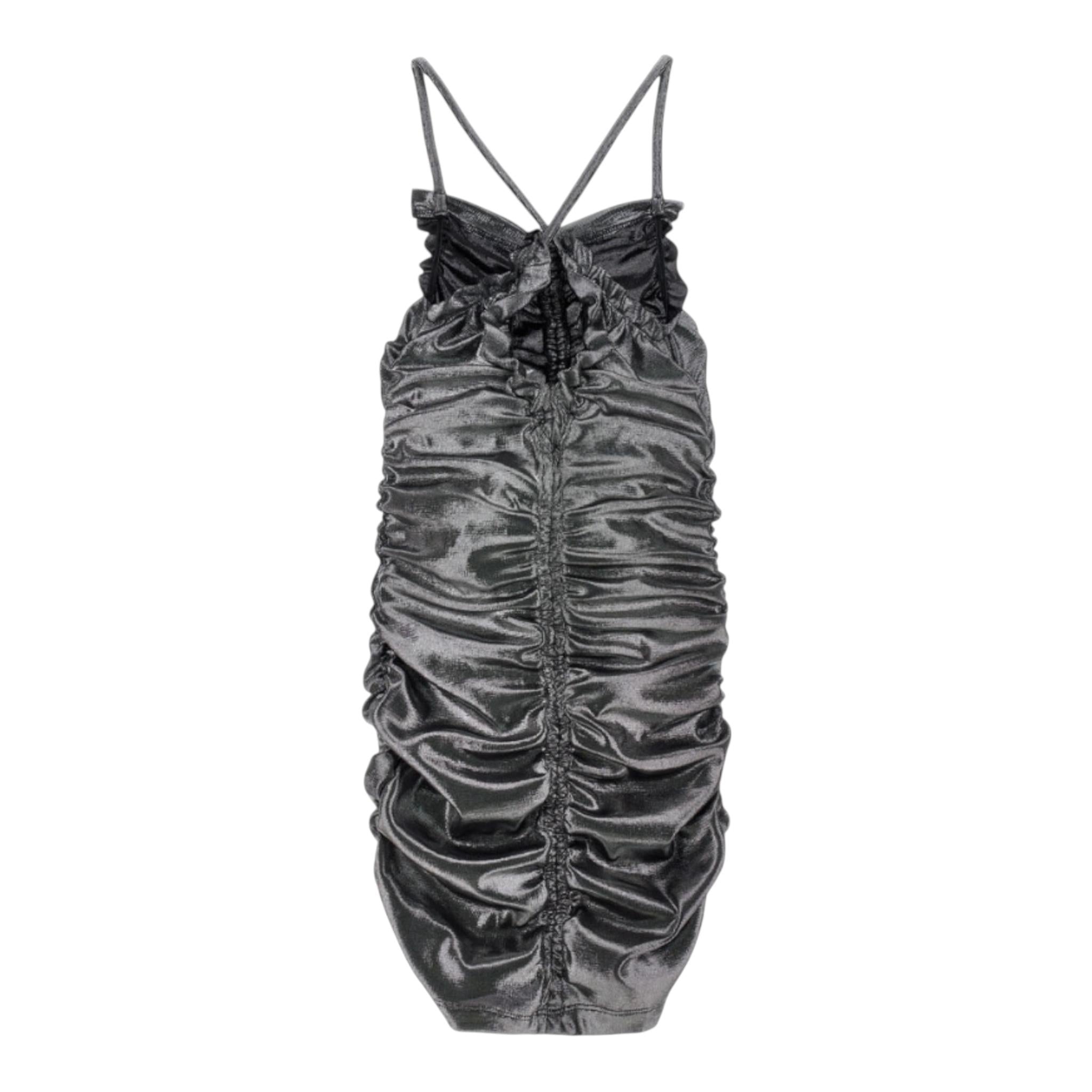 Monnalisa Abito Tinta Unita con Arriccio per Bambina 41E902 ARGENTO MONNALISA 