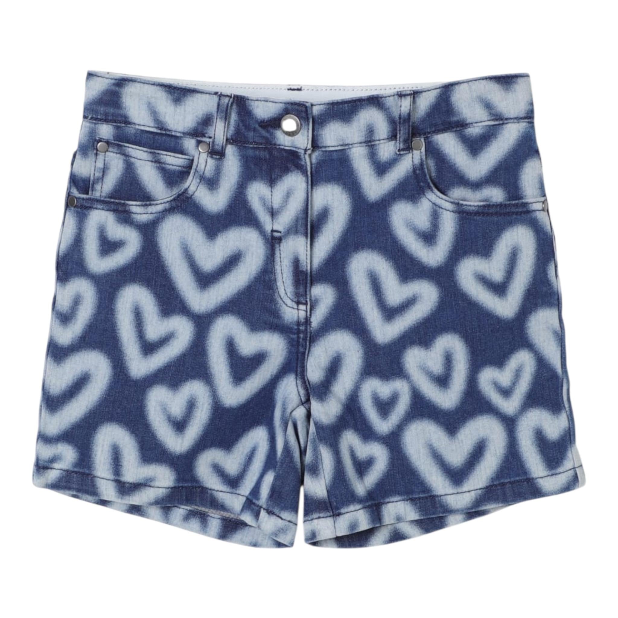 Stella Mccartney Short In Denim Tinta Unita con Stampa per Bambina TW6D69 BLU STELLA McCARTNEY 