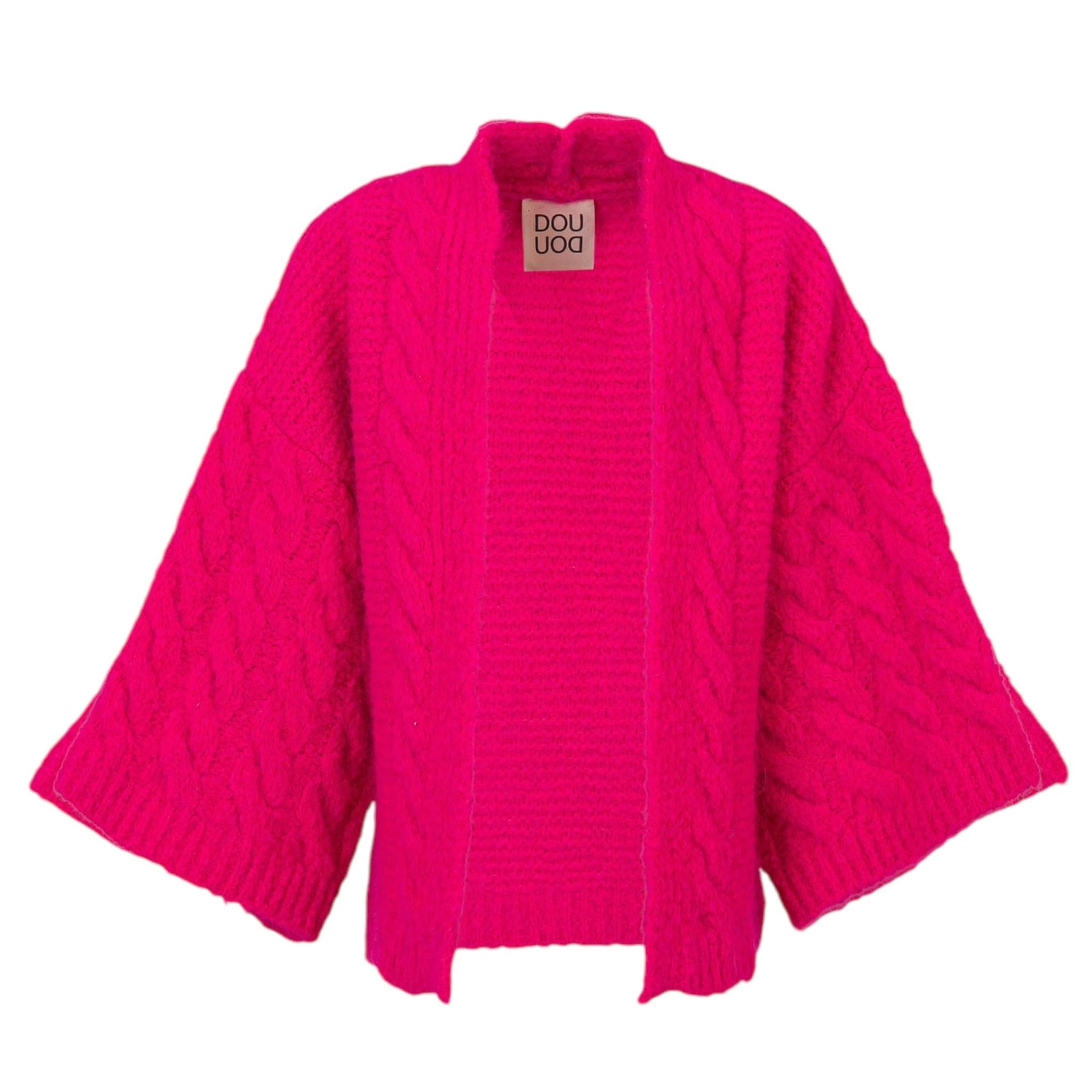 DOU DOU cardigan tinta unita manica larga  Fuxia fluo per Bambina DV9A40 FUXIA FLUO DOU DOU 