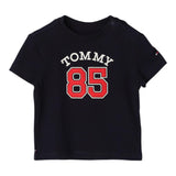 Tommy Hilfiger T-Shirt Tinta Unita Girocollo con Stampa Blu per Neonato