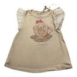 Twinset T-Shirt Tinta Unita Con Stampa E Brillantini Beige Per Neonata