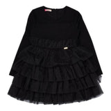 Liu Jo Abito Tinta Unita Manica Lunga Con Tulle Nero Per Bambina