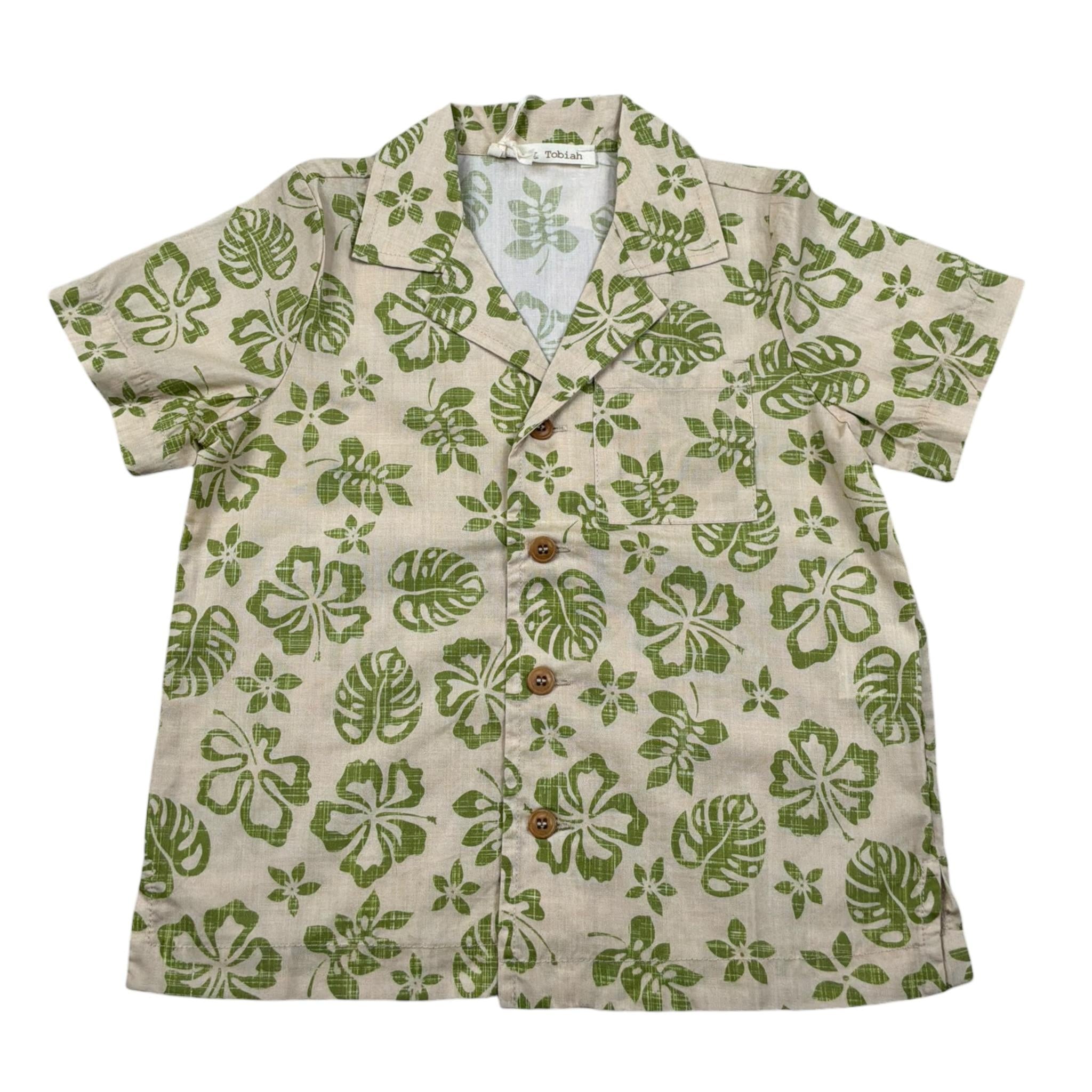 Zhoe & Tobiah Camicia Mezza Manica Tinta Unita Stampa Fantasia per Bambino WI1BJ BEIGE/VERDE ZHOE & TOBIAH 