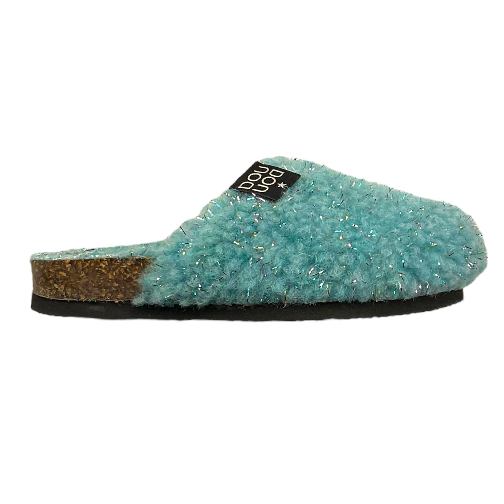 DOU DOU ciabatta tinta unita teddy Azzurro per Bambina BIRKY439 AZZURRO DOU DOU 