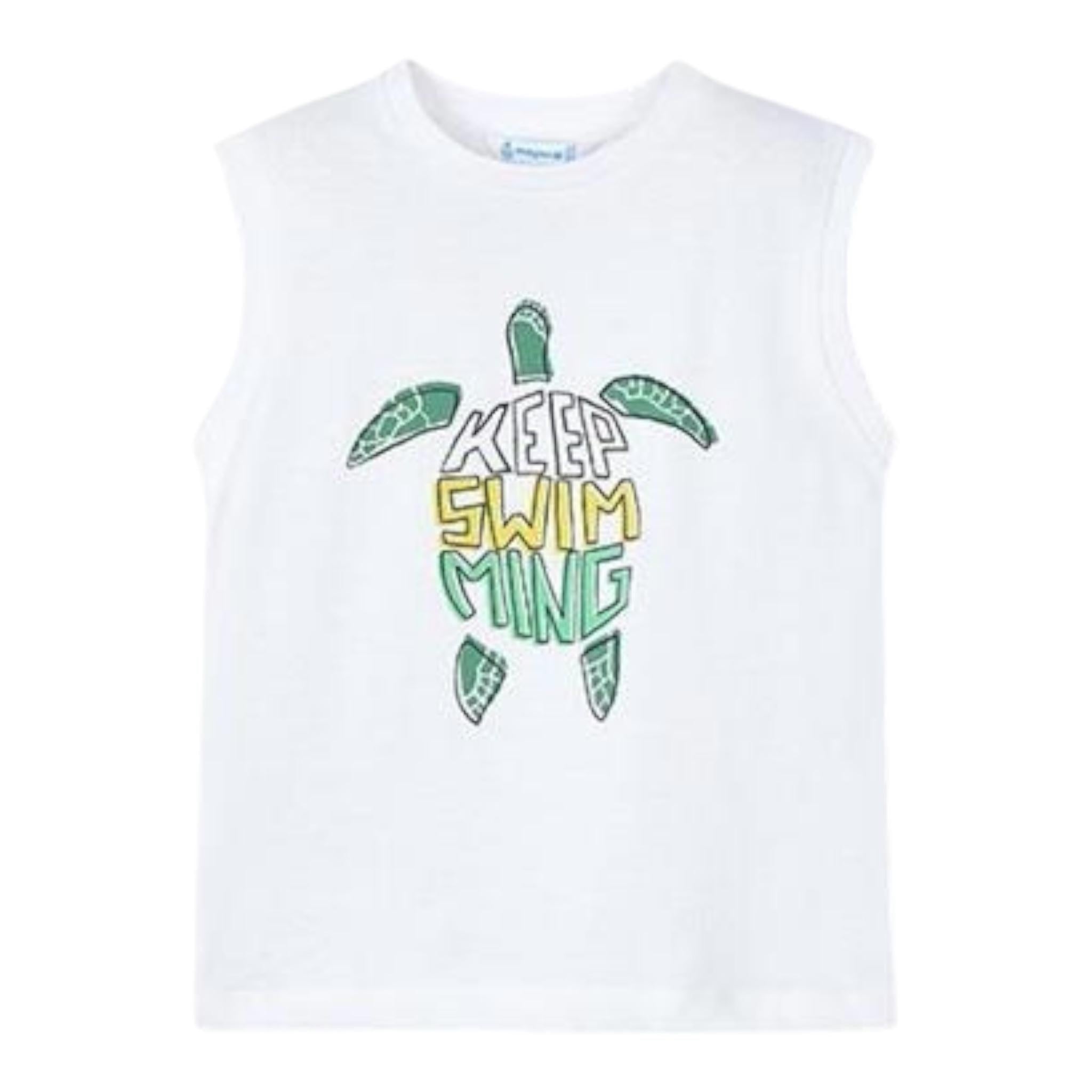 Mayoral Canotta Girocollo Tinta Unita con Stampa per Bambino 3053 BIANCO MAYORAL 