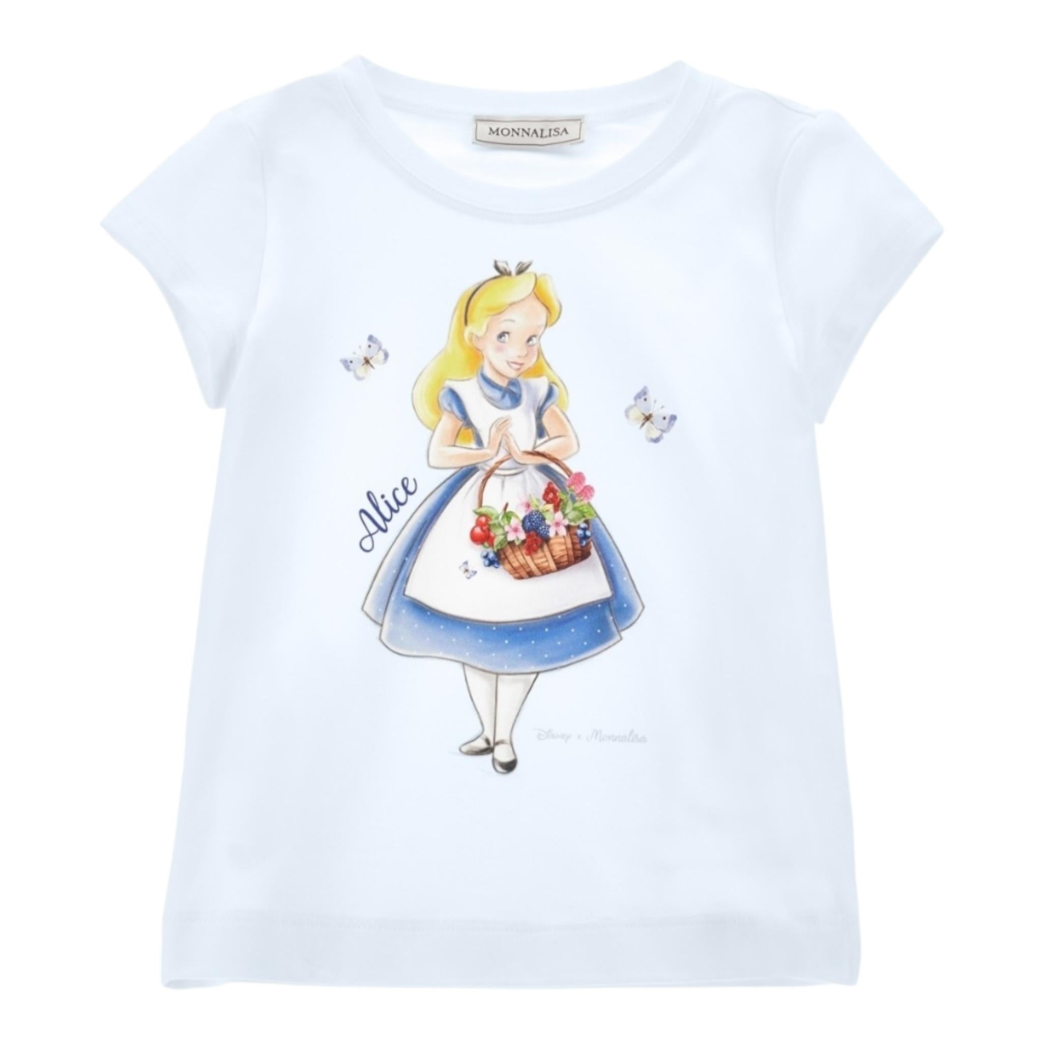 Monnalisa T-Shirt Girocollo Tinta Unita con Stampa per Bambina 11E622 BIANCO MONNALISA 