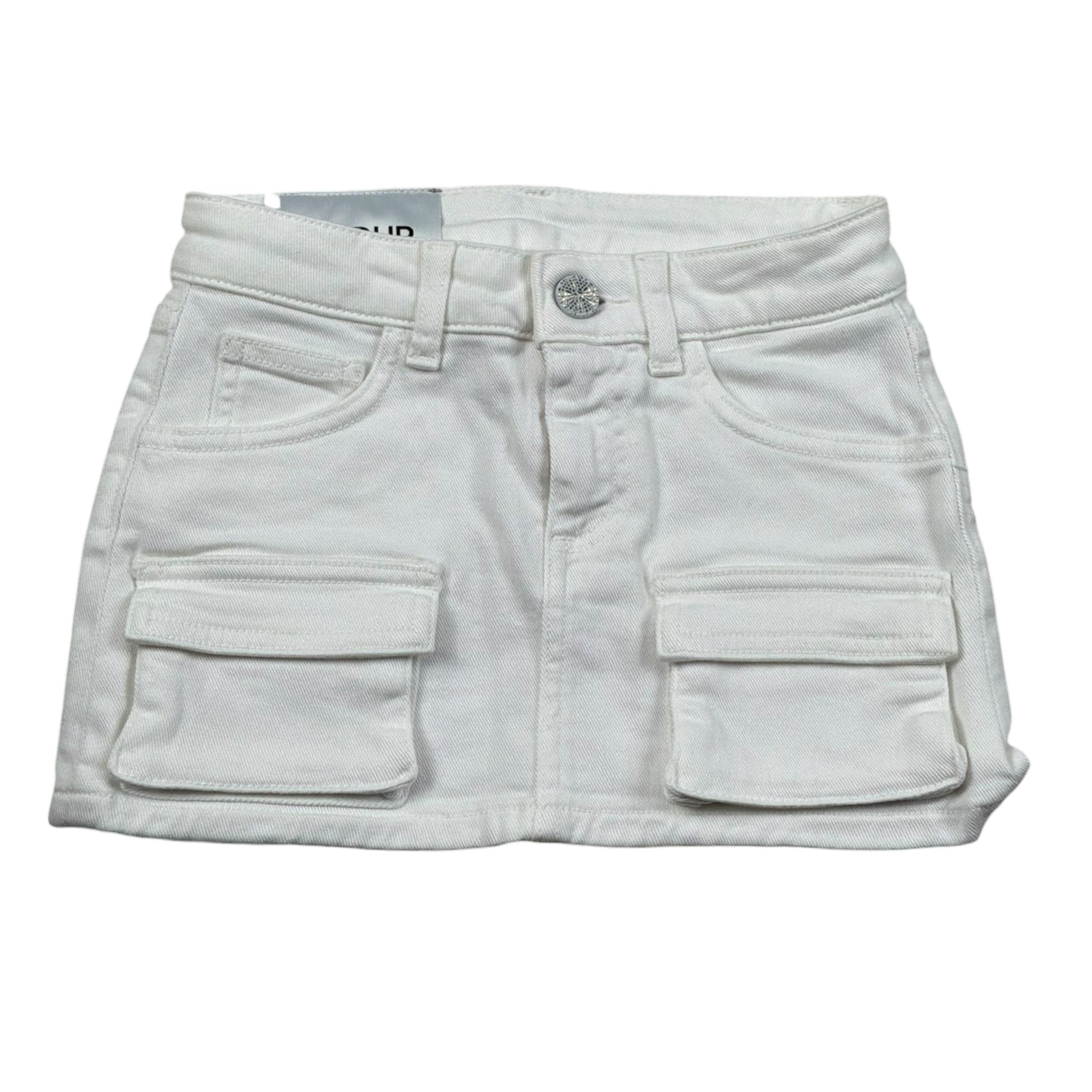 Dondup Gonna In Denim Tinta Unita con Tasconi per Bambina DFG015 BIANCO DONDUP 