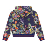 DOLCE & GABBANA felpa tinta unita con zip cappuccio e stampa Blu per Bambino L4JWFN BLU DOLCE & GABBANA 
