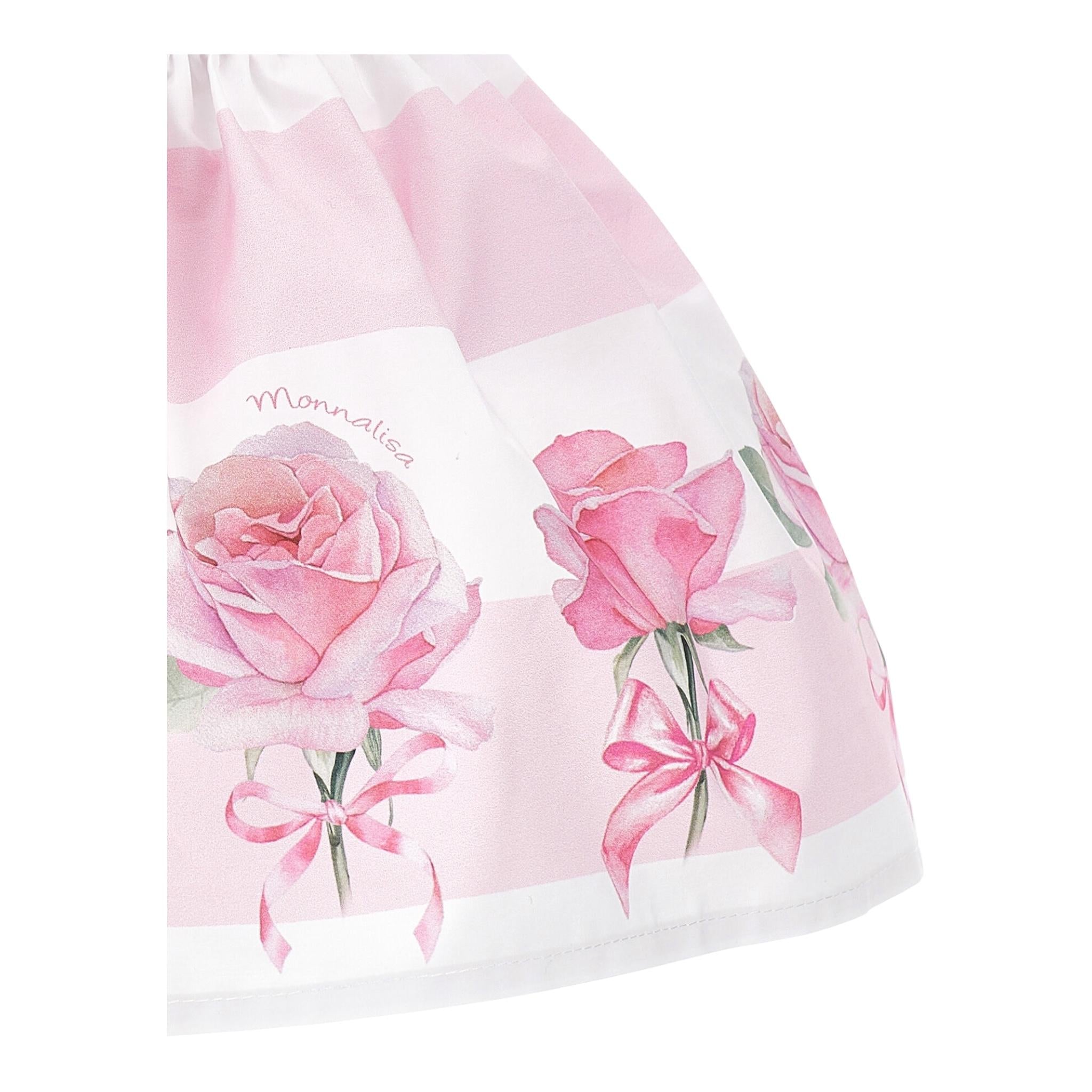 Monnalisa Gonna Bicolore con Stampa Rose per Neonata 31E700 BIANCO/ROSA MONNALISA 