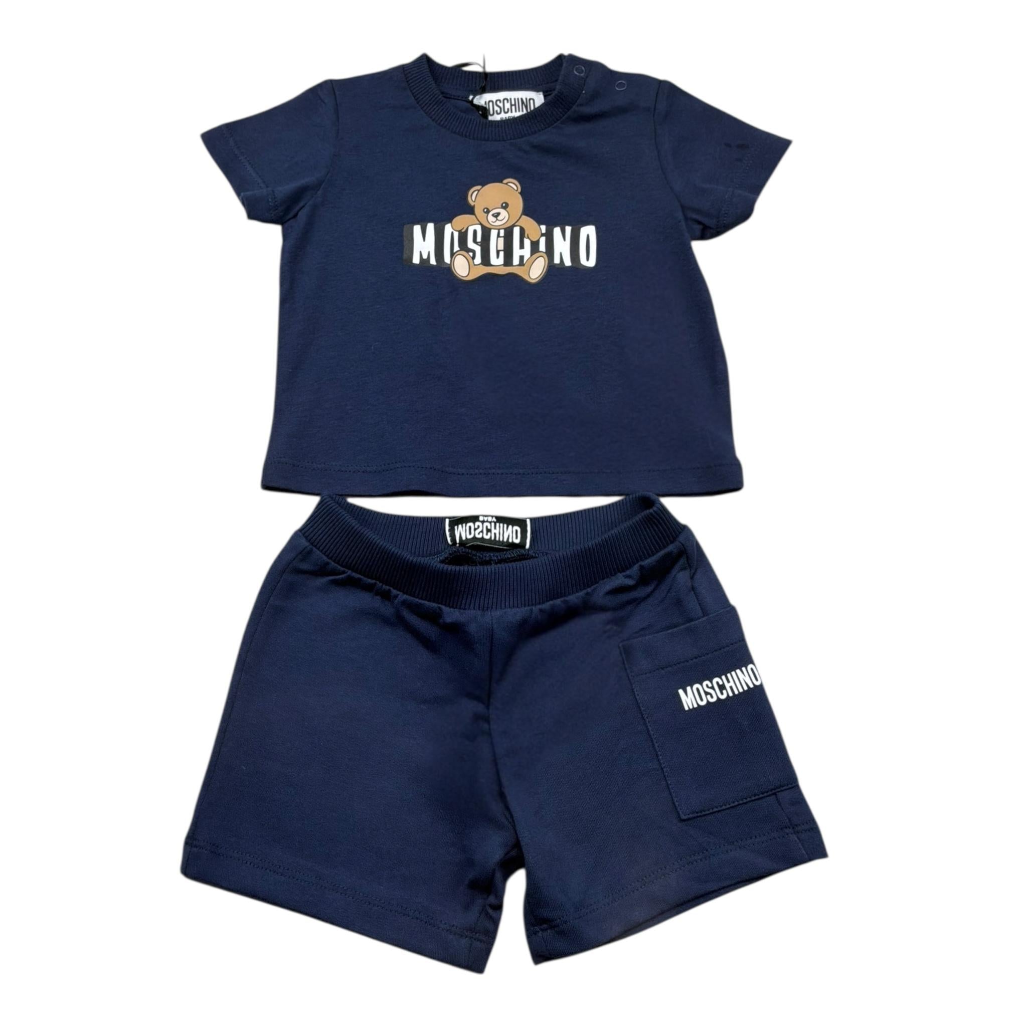 Moschino Completo 2 Pezzi T-Shirt-Bermuda Tinta Unita per Neonato MUG01U BLU MOSCHINO 
